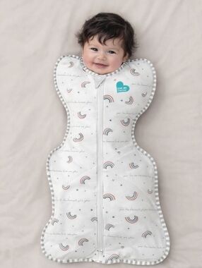 NWOT Swaddle Up Love to Dream White Sleep Sack with Rainbow Motif, Sz S 8-13 Lbs